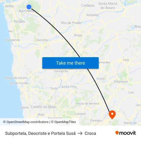 Subportela, Deocriste e Portela Susã to Croca map