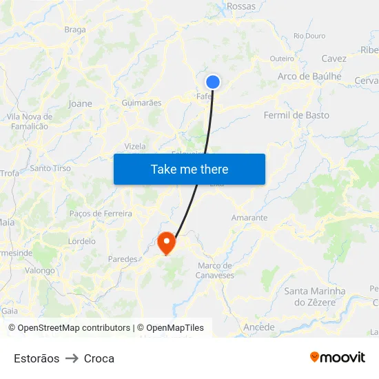 Estorãos to Croca map