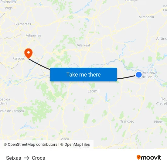 Seixas to Croca map