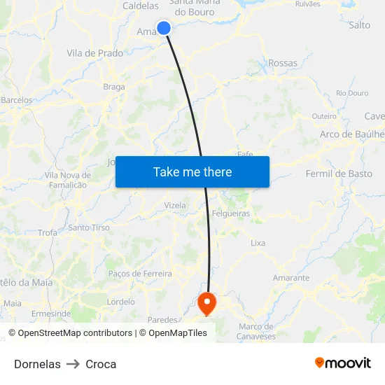 Dornelas to Croca map