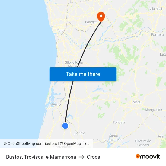 Bustos, Troviscal e Mamarrosa to Croca map