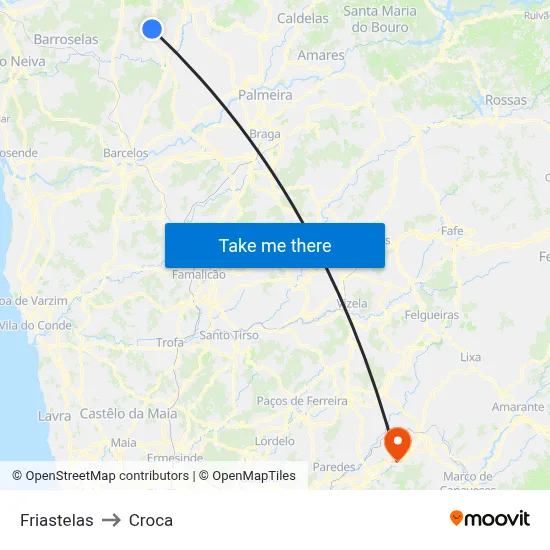 Friastelas to Croca map