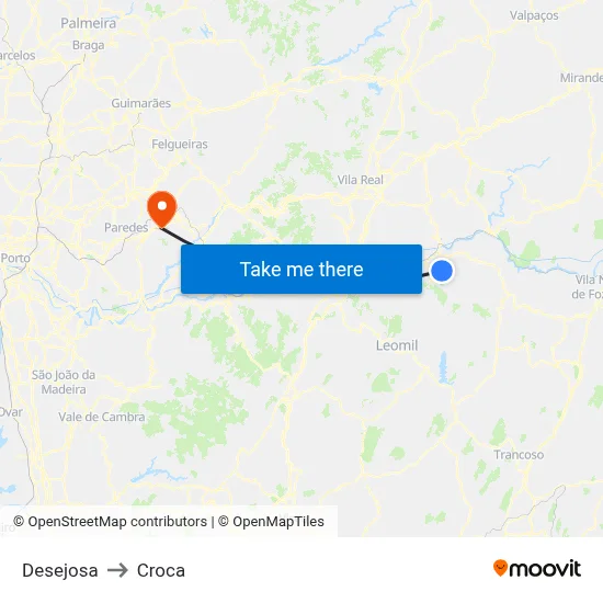 Desejosa to Croca map
