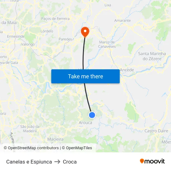 Canelas e Espiunca to Croca map