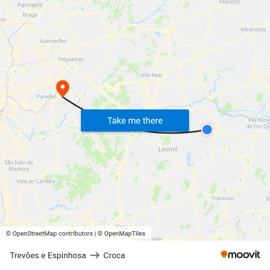 Trevões e Espinhosa to Croca map