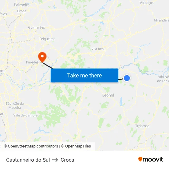 Castanheiro do Sul to Croca map