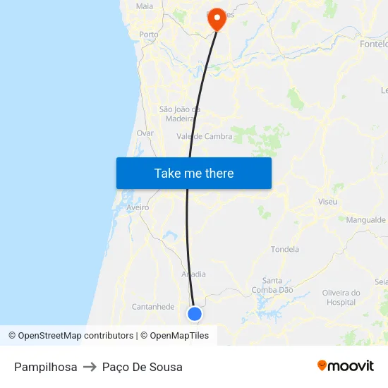 Pampilhosa to Paço De Sousa map