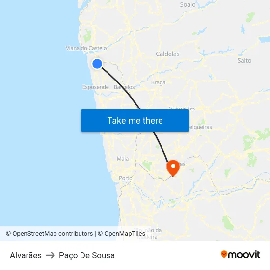 Alvarães to Paço De Sousa map