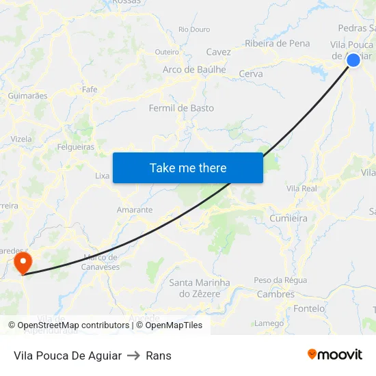 Vila Pouca De Aguiar to Rans map