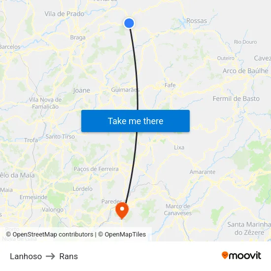 Lanhoso to Rans map