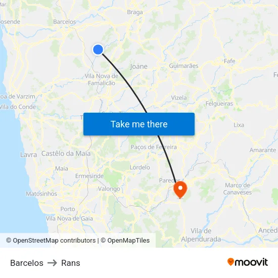 Barcelos to Rans map