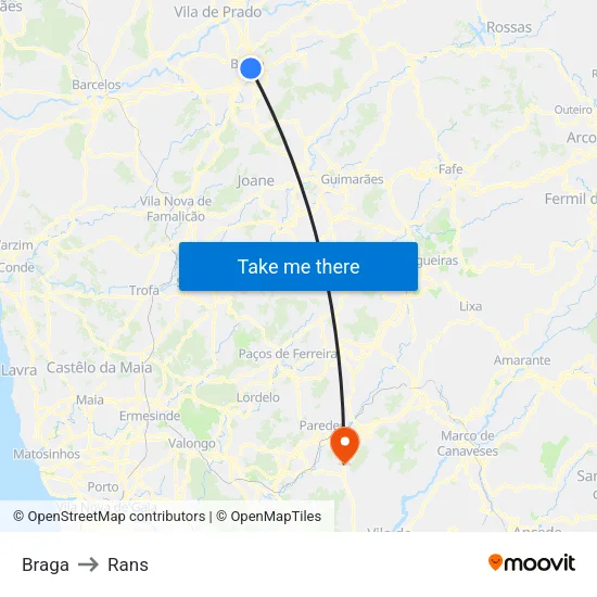 Braga to Rans map