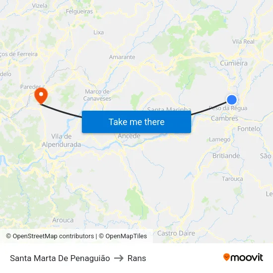 Santa Marta De Penaguião to Rans map