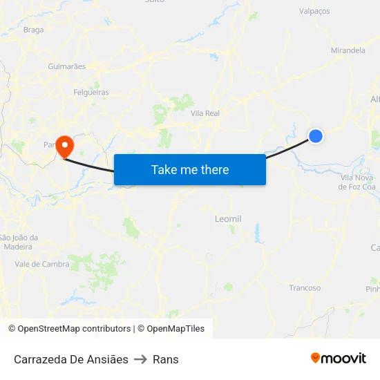 Carrazeda De Ansiães to Rans map