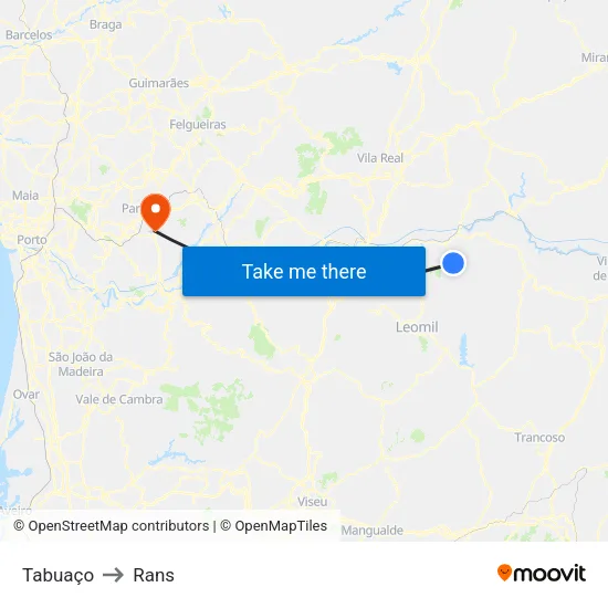 Tabuaço to Rans map