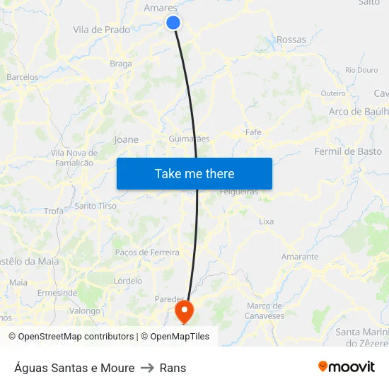 Águas Santas e Moure to Rans map