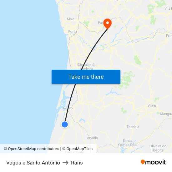 Vagos e Santo António to Rans map