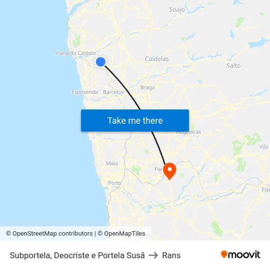 Subportela, Deocriste e Portela Susã to Rans map
