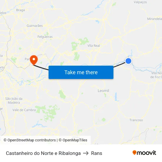 Castanheiro do Norte e Ribalonga to Rans map
