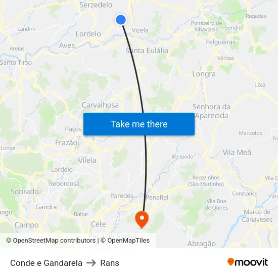 Conde e Gandarela to Rans map