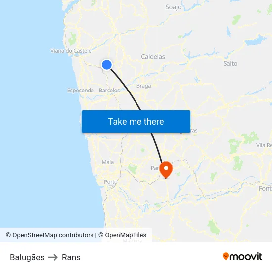 Balugães to Rans map