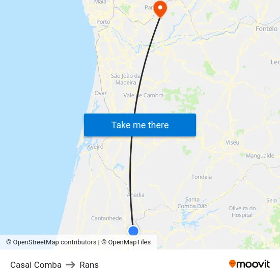 Casal Comba to Rans map