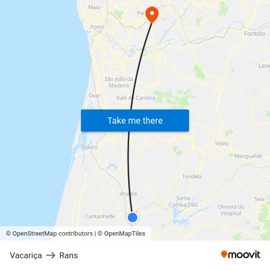 Vacariça to Rans map
