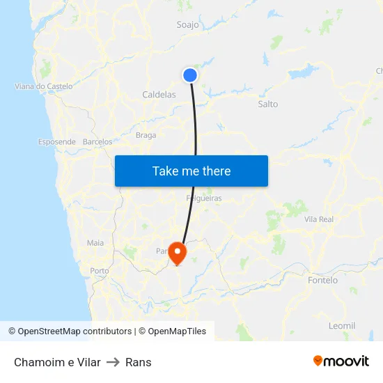 Chamoim e Vilar to Rans map