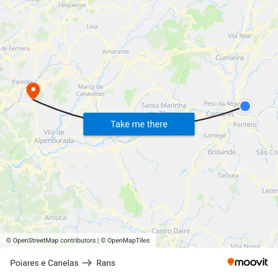 Poiares e Canelas to Rans map