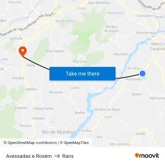 Avessadas e Rosém to Rans map