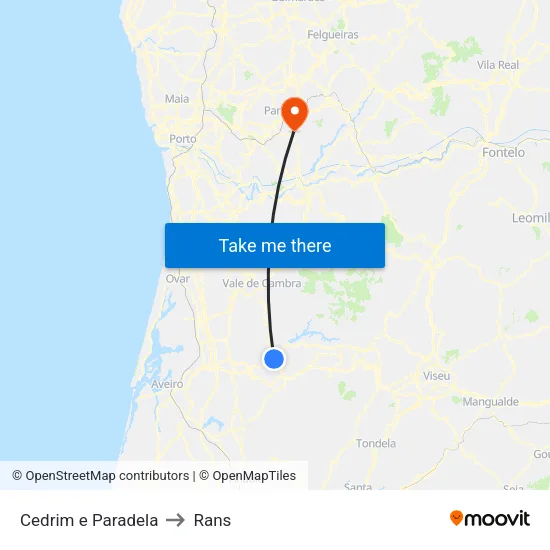 Cedrim e Paradela to Rans map
