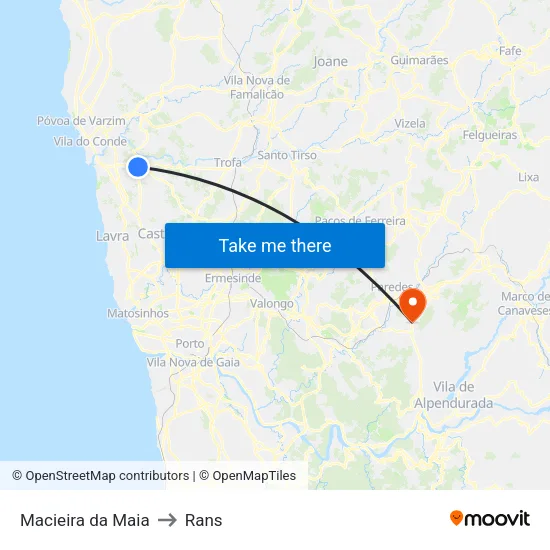 Macieira da Maia to Rans map
