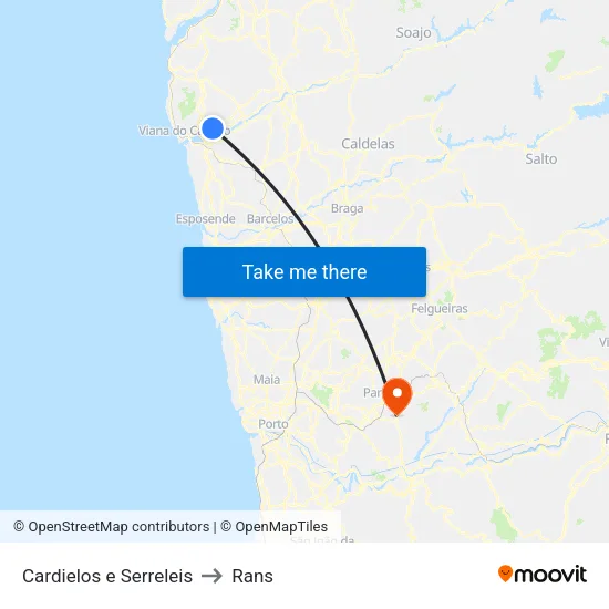 Cardielos e Serreleis to Rans map