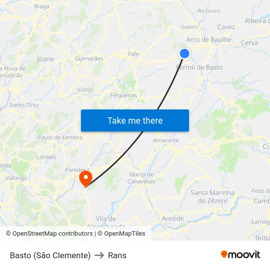 Basto (São Clemente) to Rans map