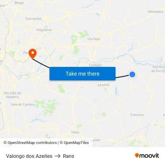 Valongo dos Azeites to Rans map