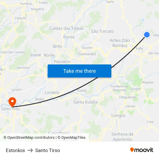 Estorãos to Santo Tirso map