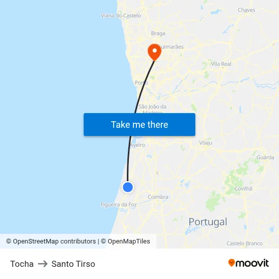 Tocha to Santo Tirso map