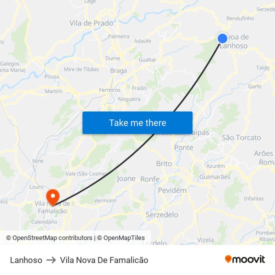 Lanhoso to Vila Nova De Famalicão map