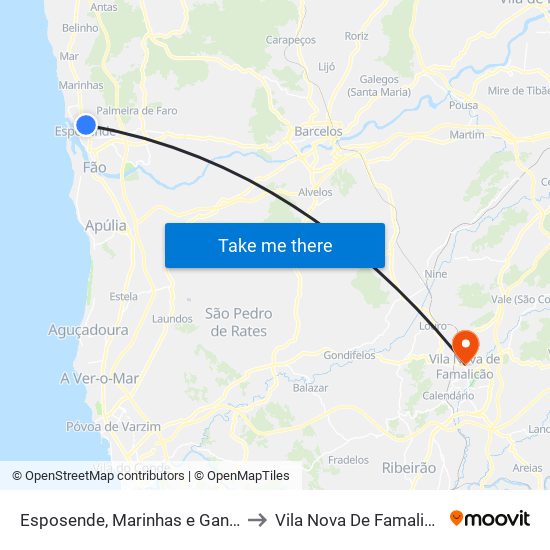 Esposende, Marinhas e Gandra to Vila Nova De Famalicão map