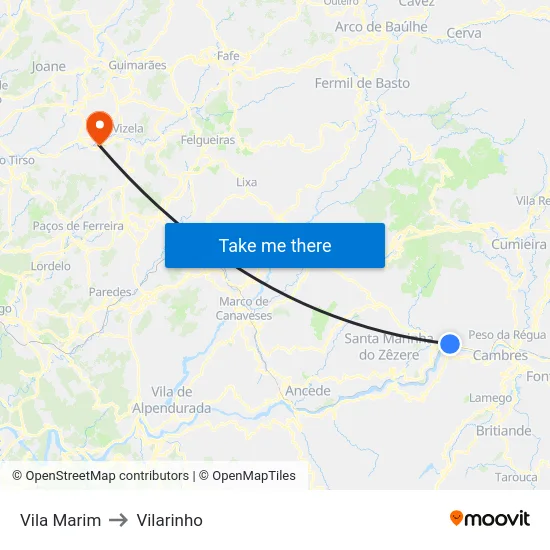 Vila Marim to Vilarinho map