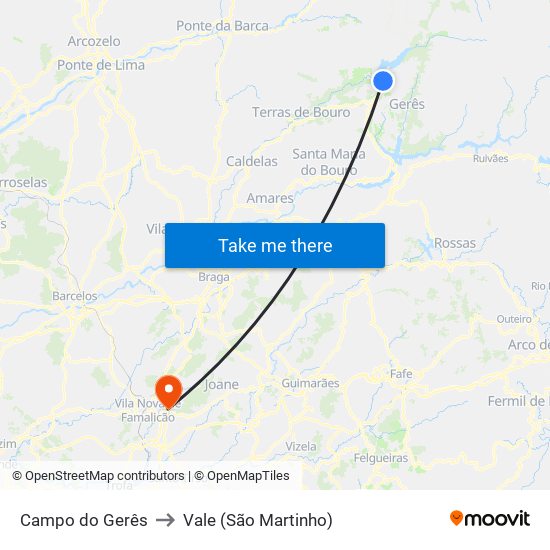 Campo do Gerês to Vale (São Martinho) map