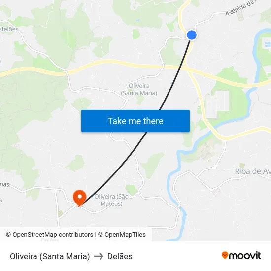 Oliveira (Santa Maria) to Delães map