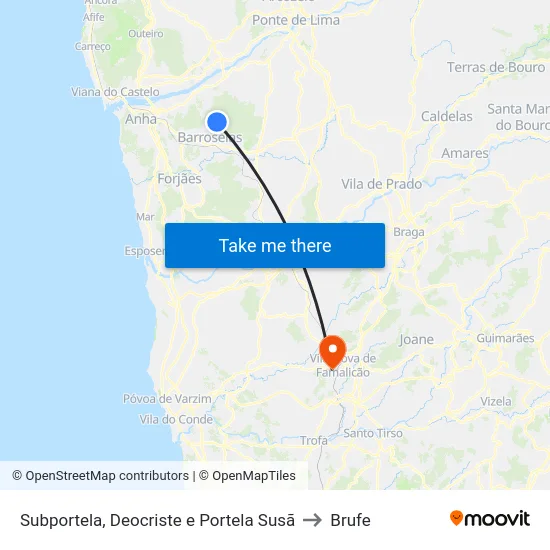 Subportela, Deocriste e Portela Susã to Brufe map