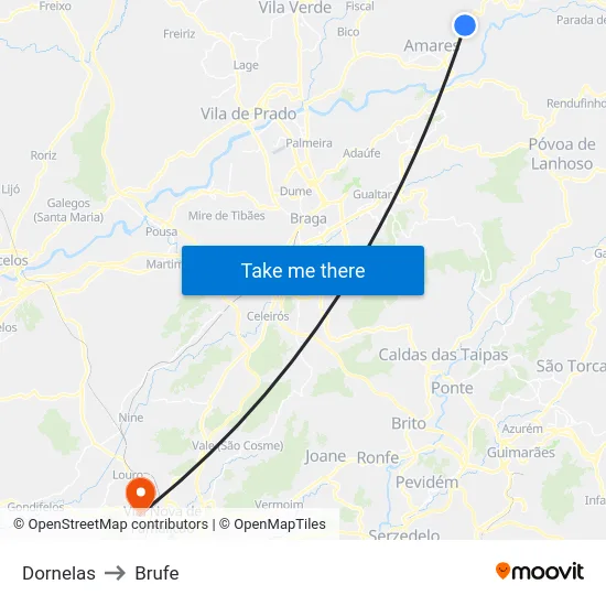Dornelas to Brufe map