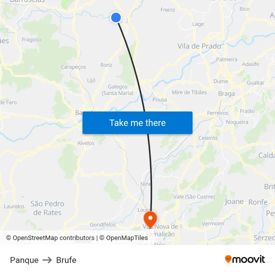 Panque to Brufe map
