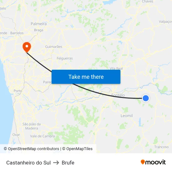 Castanheiro do Sul to Brufe map