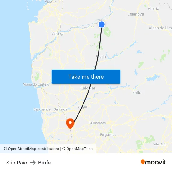 São Paio to Brufe map
