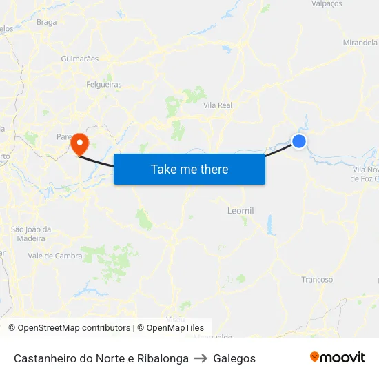 Castanheiro do Norte e Ribalonga to Galegos map