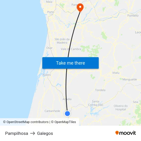 Pampilhosa to Galegos map