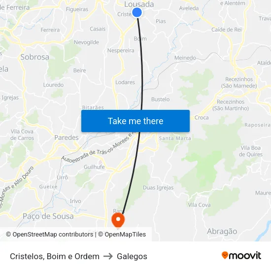 Cristelos, Boim e Ordem to Galegos map